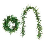 1.85m Olive Green Leaf Artificial Plant Vine Garland Hanging Wedding Arch Decoration Wreath Garden Home Floral Decor - Image 3