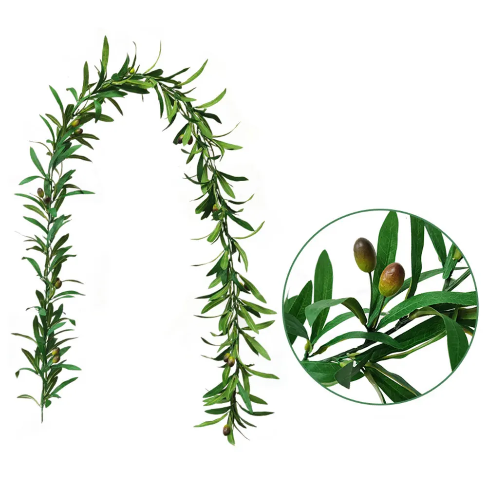 1-85m-Olive-Green-Leaf-Artificial-Plant-Vine-Garland-Hanging-Wedding-Arch-Decoration-Wreath-Garden-Home.webp 1.85m Olive Green Leaf Artificial Plant Vine Garland Hanging Wedding Arch Decoration Wreath Garden Home Floral Decor - Image 1