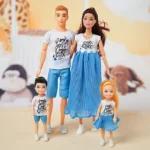 30cm Family Doll Movable Body Mom Dad Ken and Kids 4 Dolls Set 1/6 Barbies Doll Toy for Child Kids Education Birthday Gift - Image 5