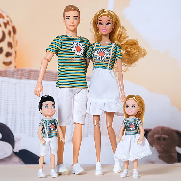30cm Family Doll Movable Body Mom Dad Ken and Kids 4 Dolls Set 1/6 Barbies Doll Toy for Child Kids Education Birthday Gift - Image 6