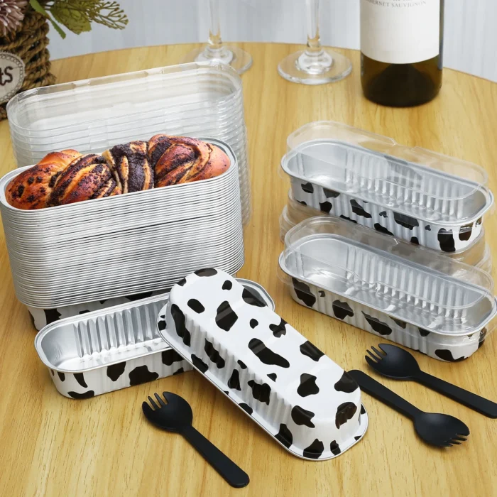 50pcs cake Box Foil Loaf Pan Homemade Cake Bake Mold of Home Shop Baking Wedding Party Cheesy Cheese Bread Container Dessert Box - Image 1