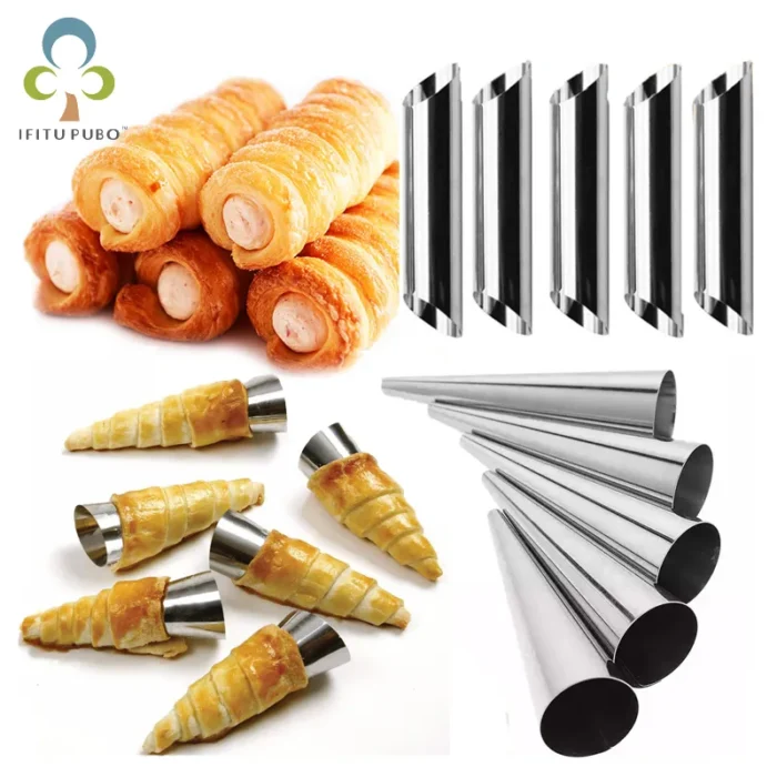 6/12/24pcs Kitchen Stainless Steel Baking Cones Horn Pastry Roll Cake Mold Spiral Baked Croissants Tubes Cookie Dessert Tool ZXH - Image 1