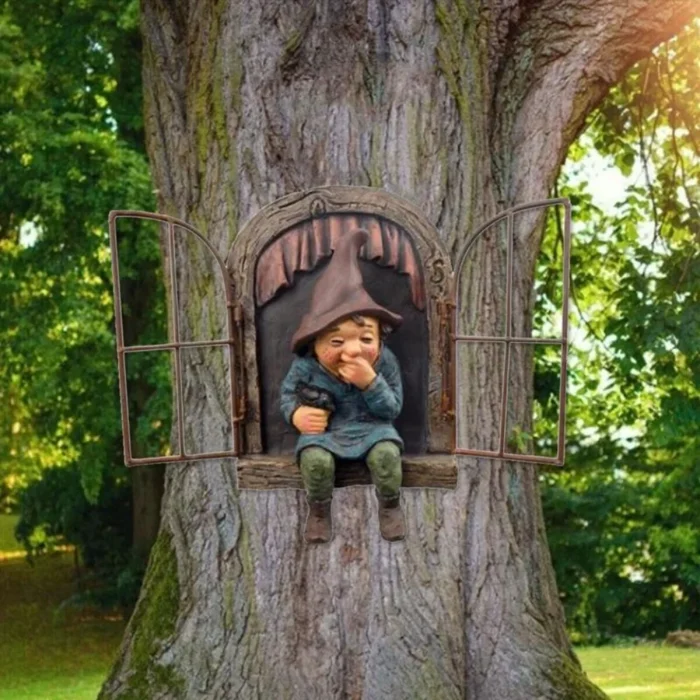 Creative Garden Statue Elf Go Out Tree Hug Suitable for Home Courtyard Porch Decoration Garden Decoration Outdoor Decor - Image 1