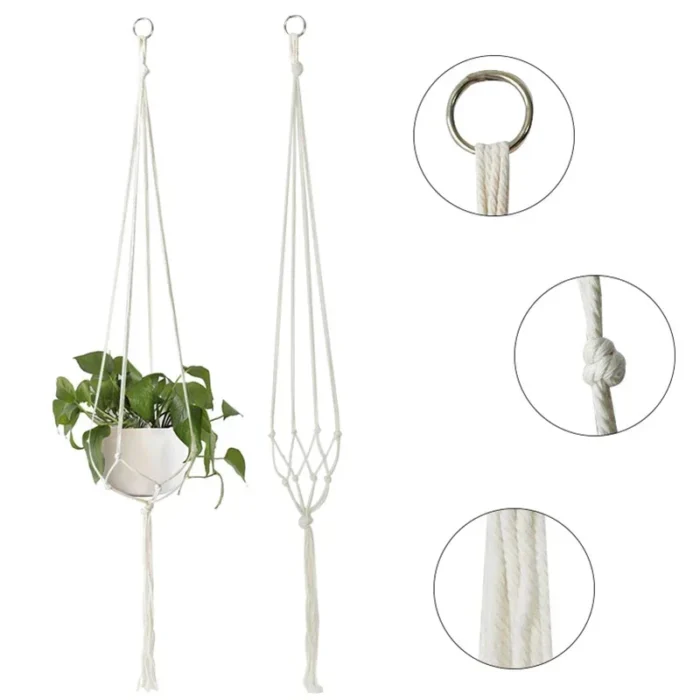 Handmade Flower Hanging Pot Rope Net Macrame Plant Hanger Flower Pot for Home Wall Decoration Courtyard Garden Planter Basket - Image 6