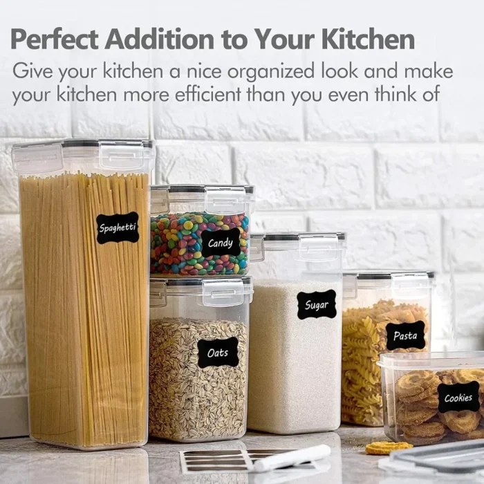 Kitchen Food Storage Containers Set, Pantry Organization and with Easy Lock Lids, 8 Pieces &Organ - Image 6
