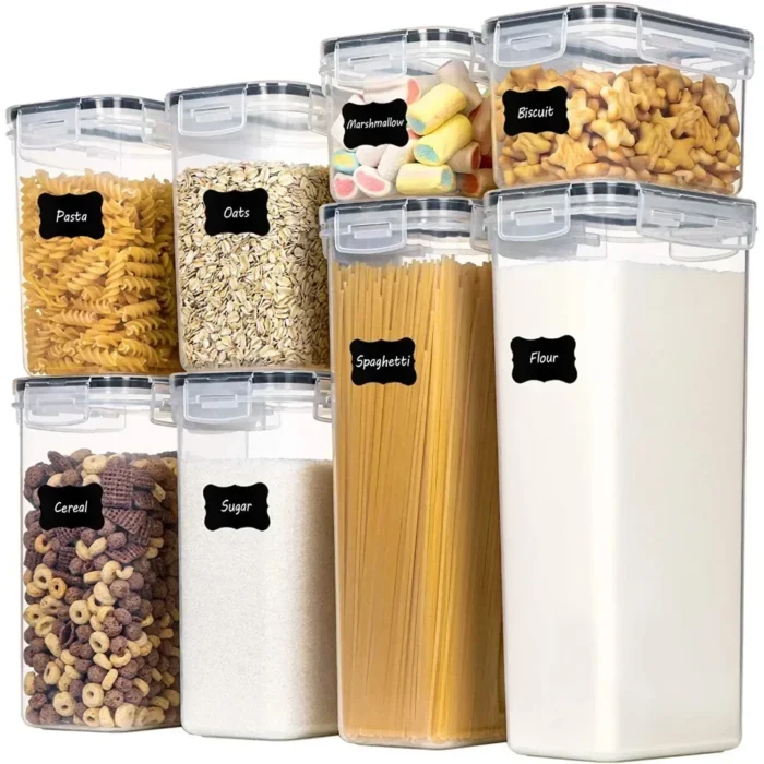 Kitchen Food Storage Containers Set, Pantry Organization and with Easy Lock Lids, 8 Pieces &Organ - Image 1