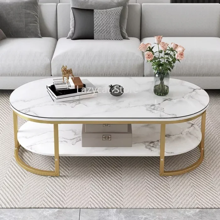 Marble Luxury Coffee Table Modern Nordic Living Room Iron White Coffe Table Center Console Table Dining Muebles Home Furniture - Image 1