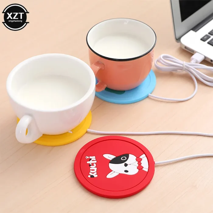 USB Power Suply Tea Coffee Cup Mug Warmer Heating Cup Mat Pad Coasters for Office Gadget Cartoon Original Wood Grain Mug Pad - Image 1